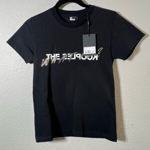 NWT The Kooples Black Tee with Rhinestone Logo Size 0 or XS